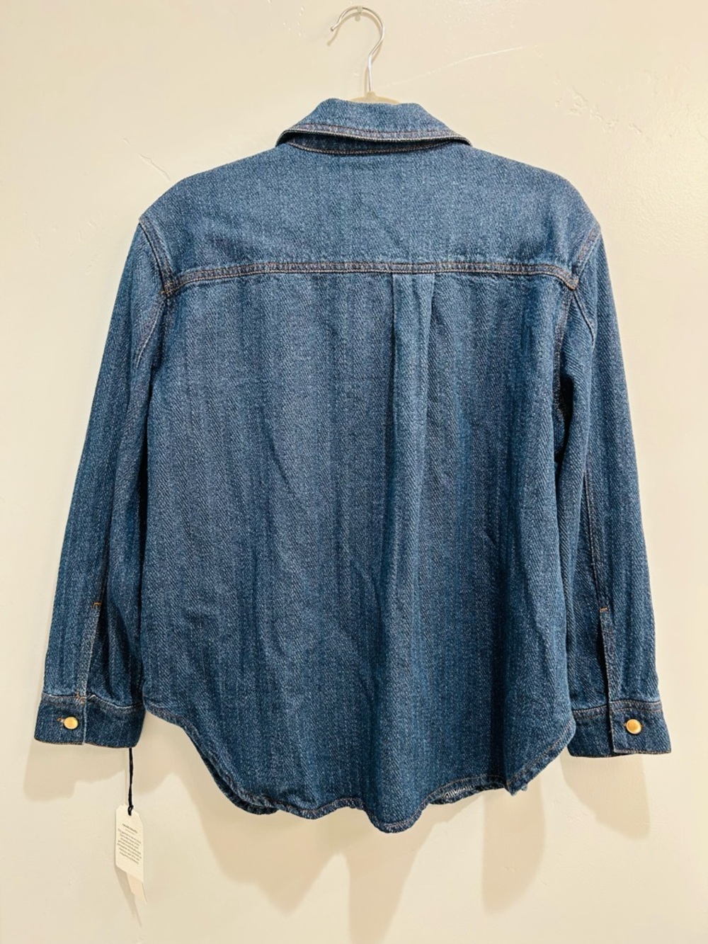 Bagatelle Denim Herringbone Shacket Jacket Blue Textured Gold Button Cotton L - Picture 9 of 12